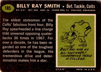 1969 Topps #185 Billy Ray Smith Back