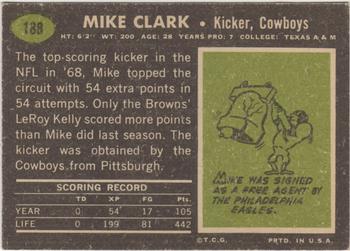 1969 Topps #188 Mike Clark Back