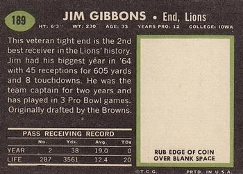 1969 Topps #189 Jim Gibbons Back