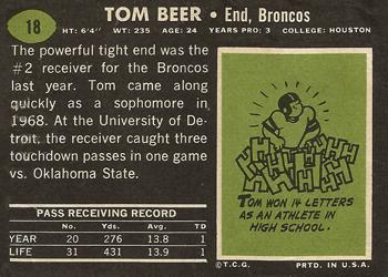 1969 Topps #18 Tom Beer Back