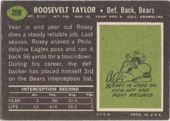 1969 Topps #208 Rosey Taylor Back