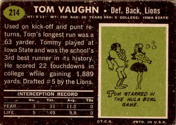 1969 Topps #214 Tom Vaughn Back