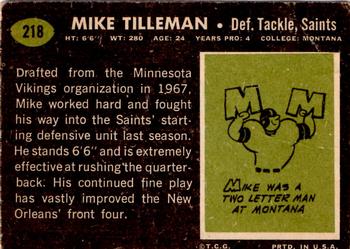 1969 Topps #218 Mike Tilleman Back