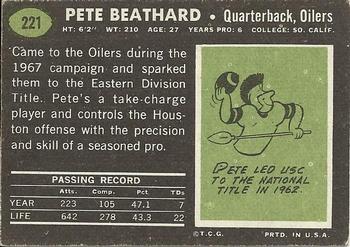 1969 Topps #221 Pete Beathard Back