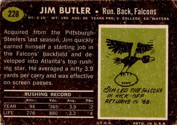 1969 Topps #228 Jim Butler Back