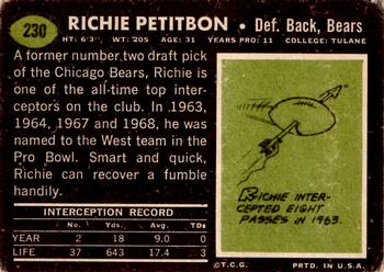 1969 Topps #230 Richie Petitbon Back