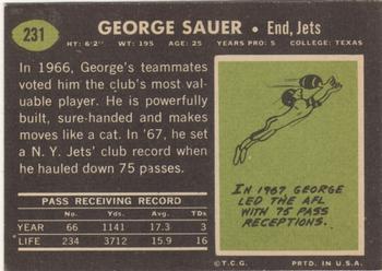 1969 Topps #231 George Sauer Jr. Back