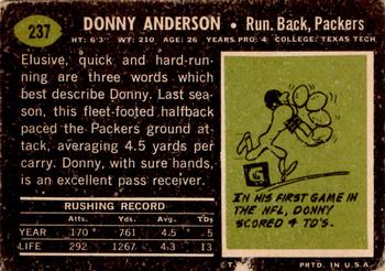 1969 Topps #237 Donny Anderson Back