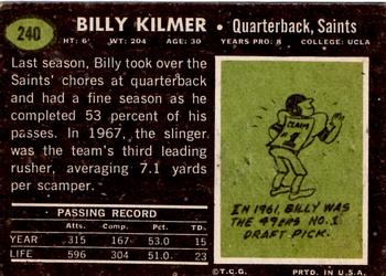1969 Topps #240 Billy Kilmer Back