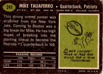 1969 Topps #241 Mike Taliaferro Back
