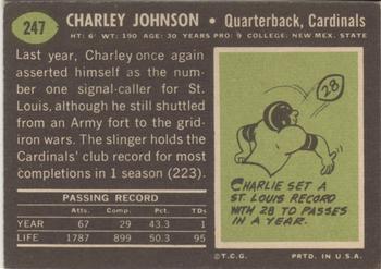 1969 Topps #247 Charley Johnson Back