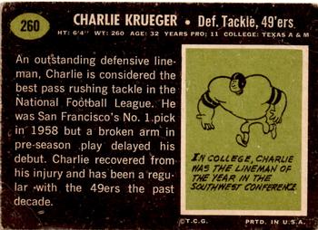 1969 Topps #260 Charlie Krueger Back