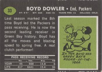 1969 Topps #33 Boyd Dowler Back