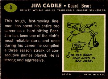 1969 Topps #3 Jim Cadile Back