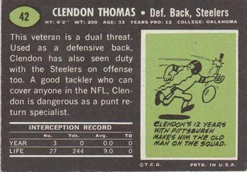 1969 Topps #42 Clendon Thomas Back