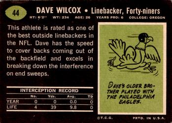 1969 Topps #44 Dave Wilcox Back