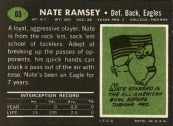 1969 Topps #63 Nate Ramsey Back