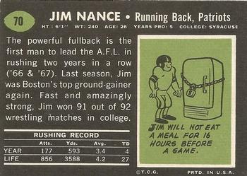 1969 Topps #70 Jim Nance Back