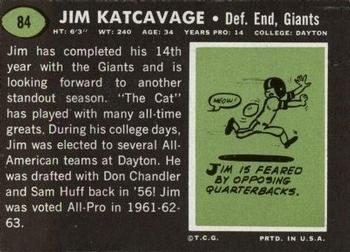 1969 Topps #84 Jim Katcavage Back