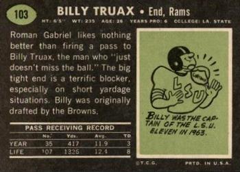 1969 Topps #103 Billy Truax Back