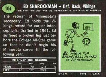 1969 Topps #104 Ed Sharockman Back