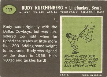 1969 Topps #117 Rudy Kuechenberg Back