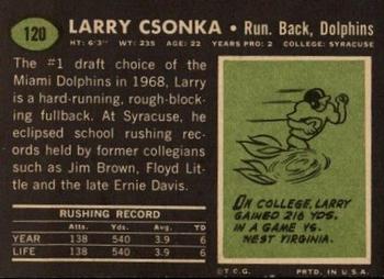 1969 Topps #120 Larry Csonka Back