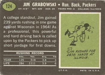 1969 Topps #124 Jim Grabowski Back