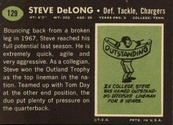 1969 Topps #129 Steve DeLong Back