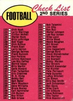 1969 Topps #132 2nd Series Checklist: 133-263 Front