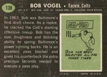 1969 Topps #138 Bob Vogel Back