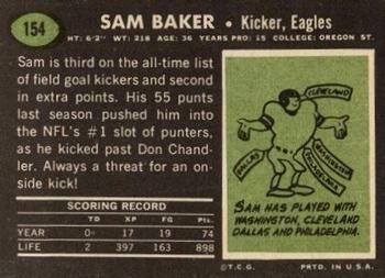 1969 Topps #154 Sam Baker Back