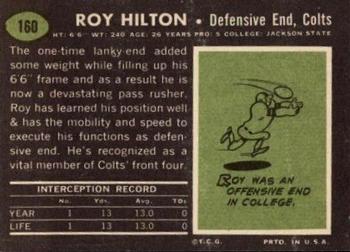 1969 Topps #160 Roy Hilton Back