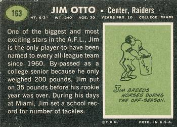 1969 Topps #163 Jim Otto Back