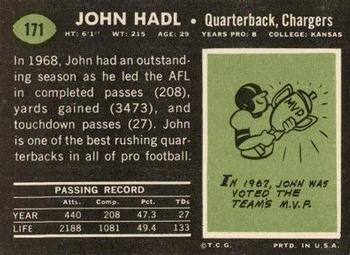 1969 Topps #171 John Hadl Back