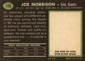1969 Topps #175 Joe Morrison Back