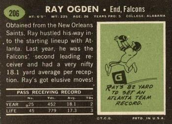 1969 Topps #206 Ray Ogden Back