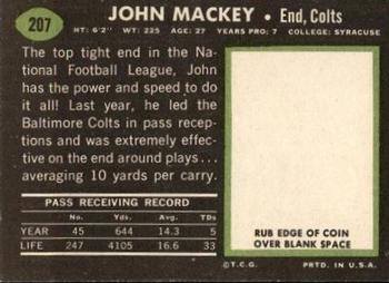 1969 Topps #207 John Mackey Back