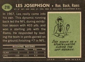 1969 Topps #216 Les Josephson Back