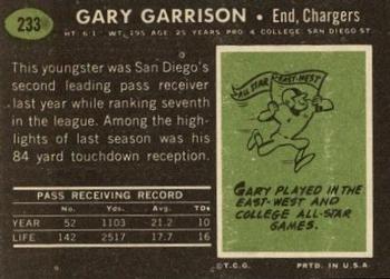 1969 Topps #233 Gary Garrison Back