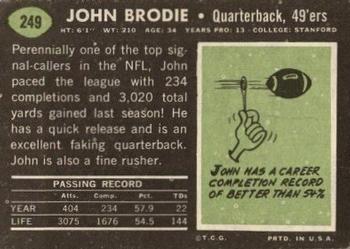 1969 Topps #249 John Brodie Back