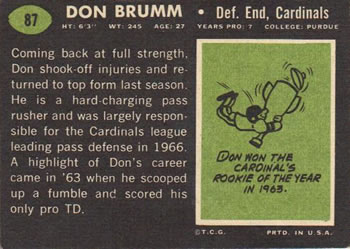 1969 Topps #87 Don Brumm Back