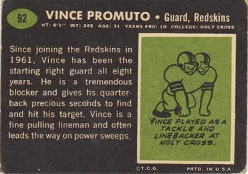 1969 Topps #92 Vince Promuto Back