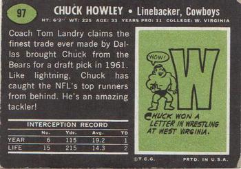 1969 Topps #97 Chuck Howley Back