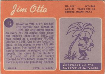 1970 Topps #116 Jim Otto Back