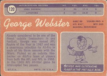 1970 Topps #120 George Webster Back