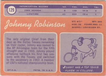 1970 Topps #129 Johnny Robinson Back