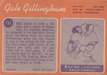 1970 Topps #131 Gale Gillingham Back