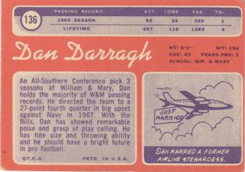 1970 Topps #136 Dan Darragh Back