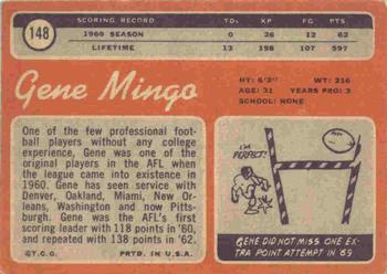1970 Topps #148 Gene Mingo Back